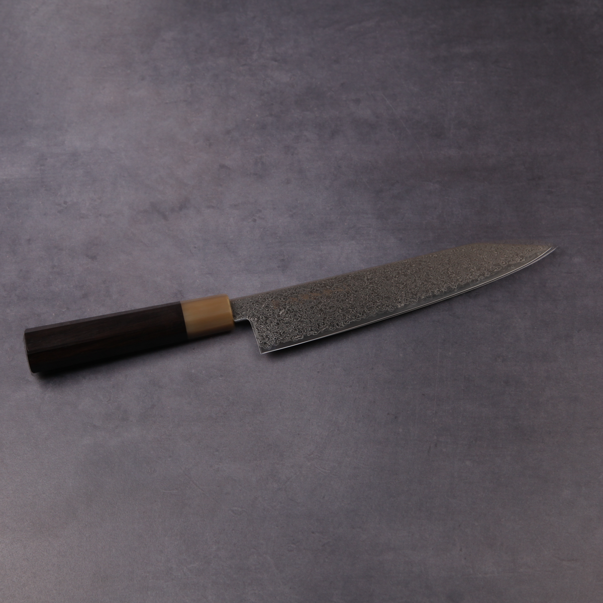 関の切付牛刀包丁 粉末ハイスSG2 黒檀八角 白水牛口輪 210mm