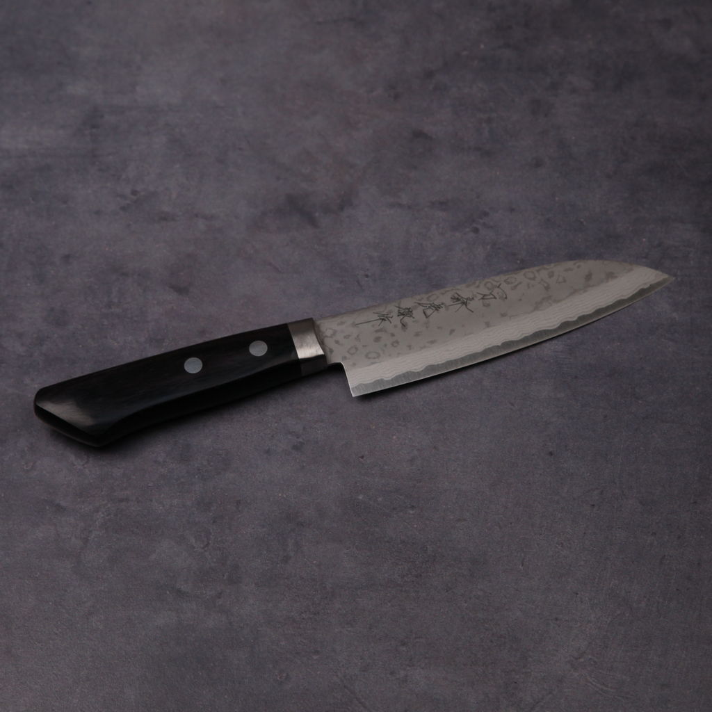 越前の小三徳包丁 V金10号 ダマスカス 積層強化木 黒 130mm