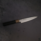 Seki Petty Knife SG2 Powdered High-Speed Steel, Ebony Octagonal Handle with White Buffalo Horn Ferrule, 150mm