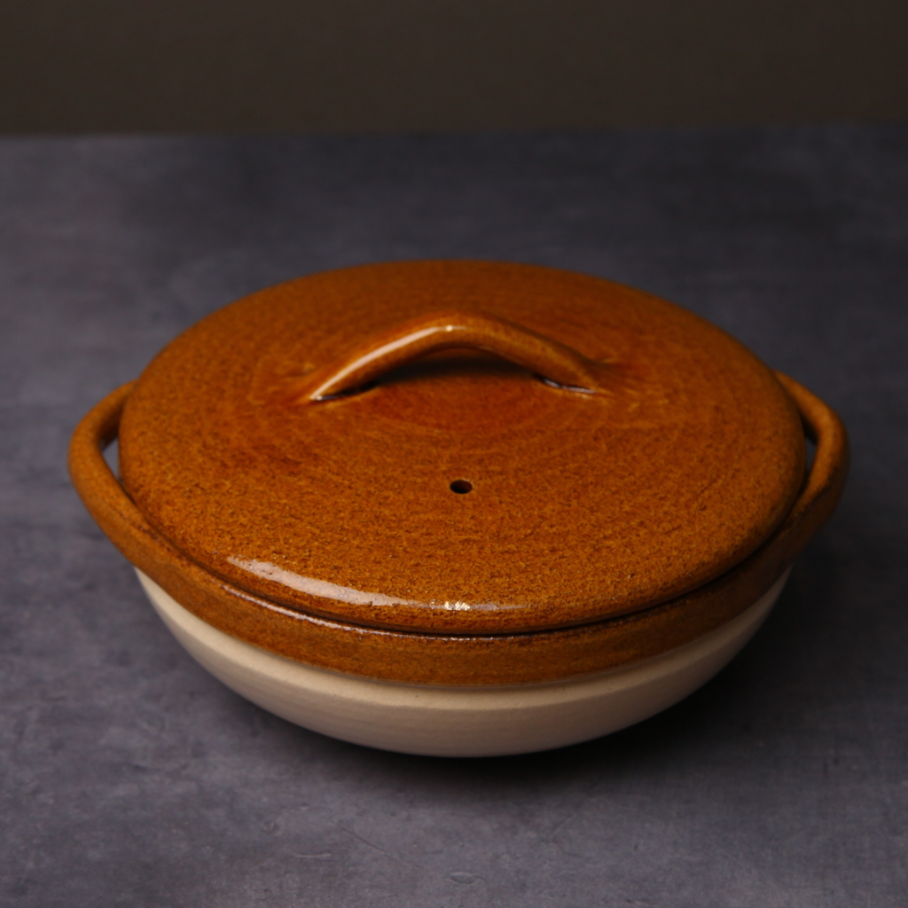 Bankoyaki No. 8 Clay Pot White/Yellow
