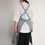 綿麻ヘリンボーン エプロン グリーン