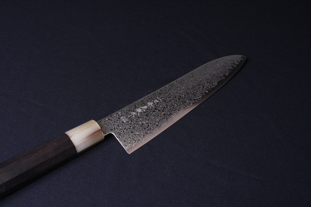 粉末ハイスSG2 切付牛刀包丁 黒檀八角 白水牛口輪 210mm