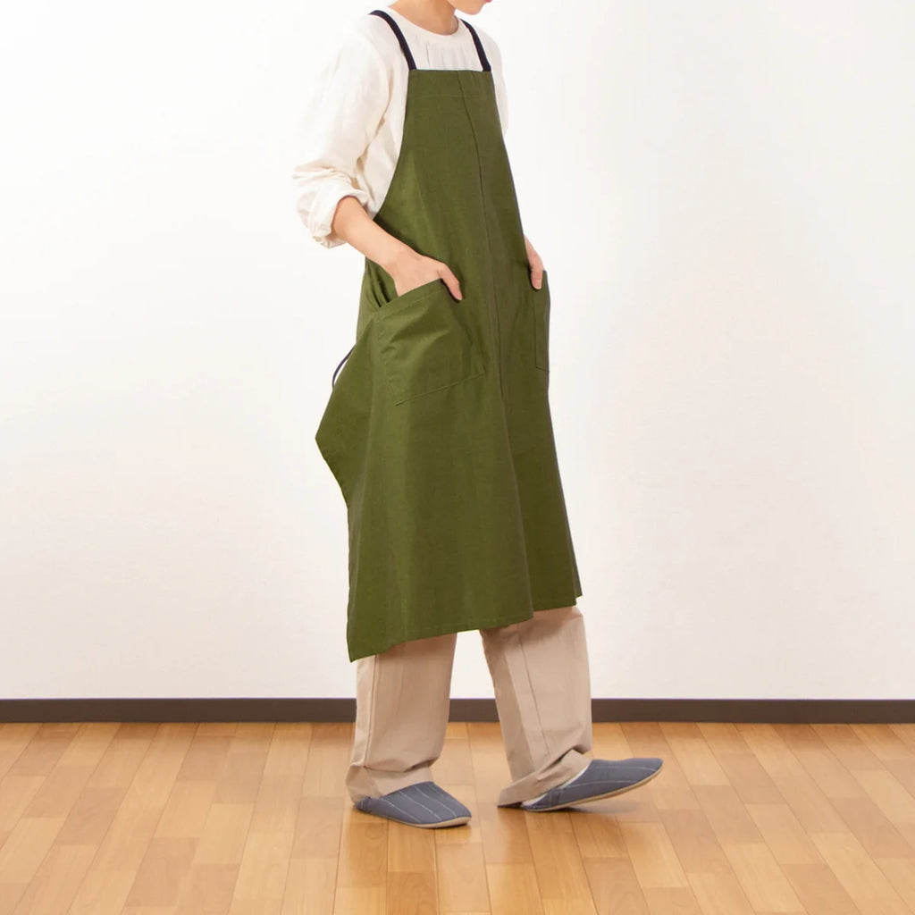 organic cottonエプロン ダークピスタチオ