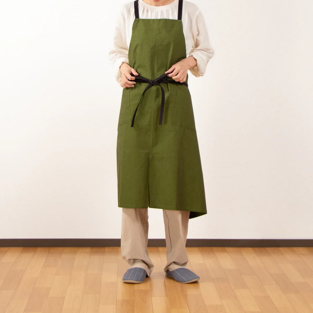 organic cottonエプロン ダークピスタチオ
